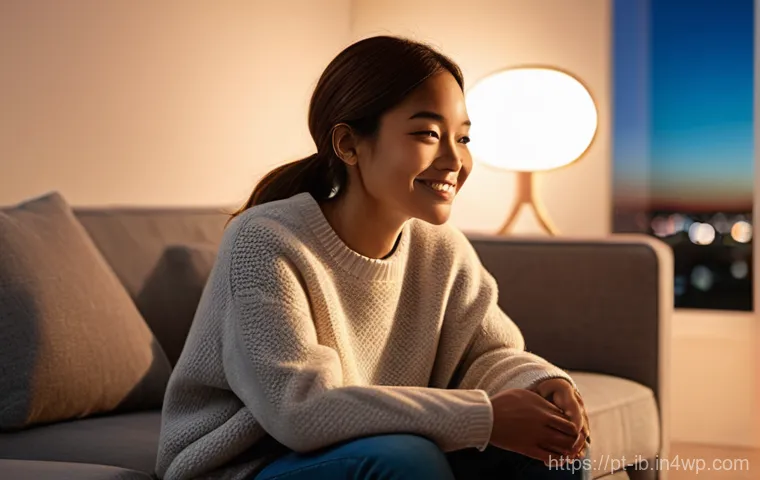 기술의 인간화에 대한 비판적 시각 - **Prompt:** A young adult (20s-30s, wearing a comfortable, non-revealing sweater and jeans) is seate...