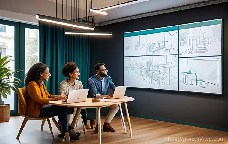 기술의 인간화와 협업 플랫폼 - **Prompt:** A stylishly designed, modern home office bathed in warm, soft natural light. A young adu... 기술의 인간화와 협업 플랫폼 - **Prompt:** A stylishly designed, modern home office bathed in warm, soft natural light. A young adu...