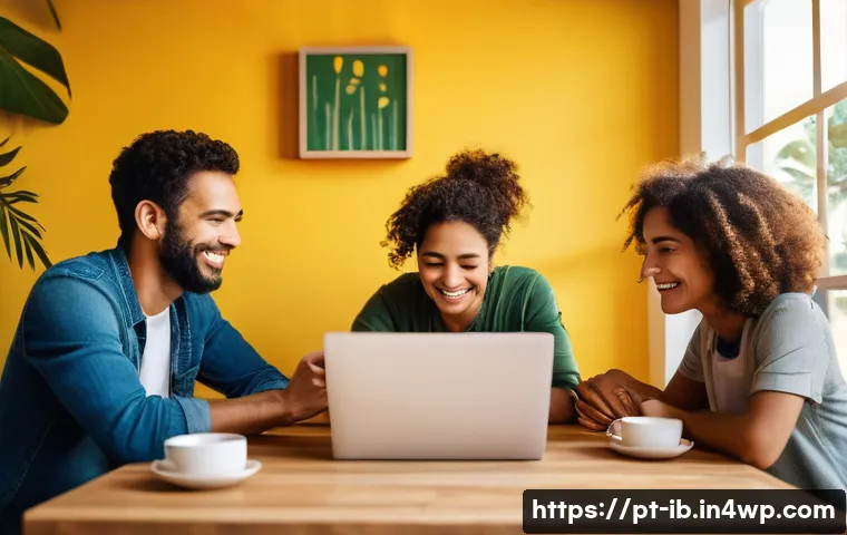 인간화된 온라인 커뮤니티의 특성 - A warm and inviting online community scene, showing diverse Brazilian adults engaging through comput...